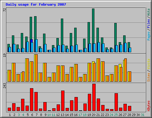 Daily usage for February 2007